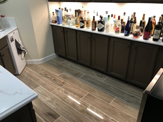 Porcelain tile flooring