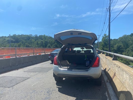 Constructions zone, highway bypass, man road RT44, blocking an entire lane of travel!