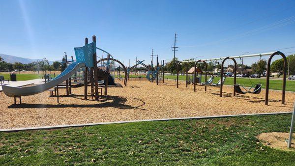 Slide and swings.