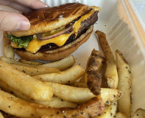 Burger and fries