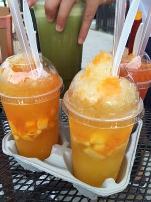 Pineapple and mango raspados