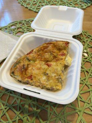 Ham, onion, cheddar, pepper frittata.