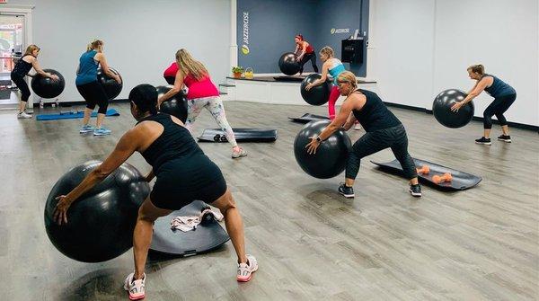 POWER SCULPT WITH THE BALL! Monday and Wednesday at 9:15am. HIIT High Intensity Interval Training with a Core focus!