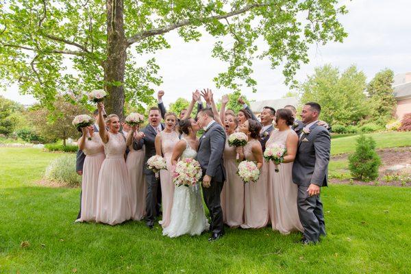 Bridal Party Celebrating Wedding Photography at Spring Mill Manor Pa Wedding Photography by Lynda Berry