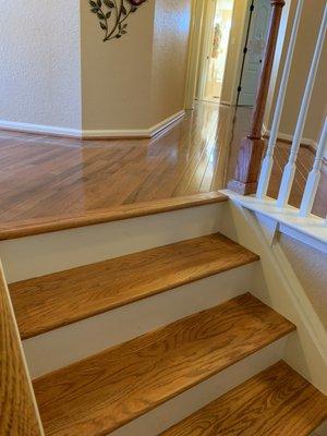 New installed hardwood on second floor look amazing! Renew your homes with adorable flooring of prefinished wood.