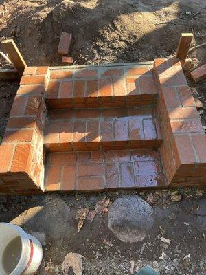 Brick retaining wall and steps, built for a client in Tujunga