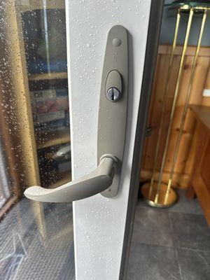 An Anderson door lock that is being replaced