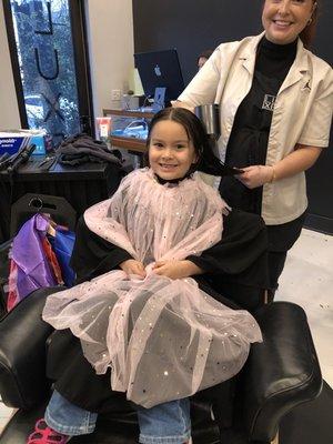 Stylist was super sweet and made my little girl feel comfortable!