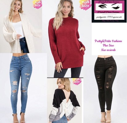 Variety of sweaters and Jeans!!! Plus sizes are available