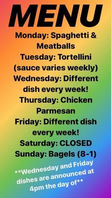 Weekly menu