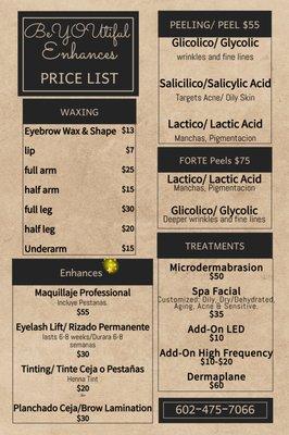 Services Price List