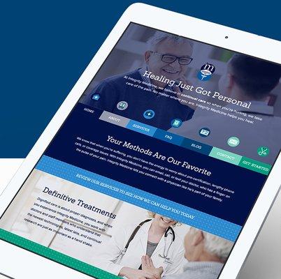 Detail of website for Integrity Medicine, a direct primary care facility.