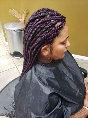 Box braids with the straight hair