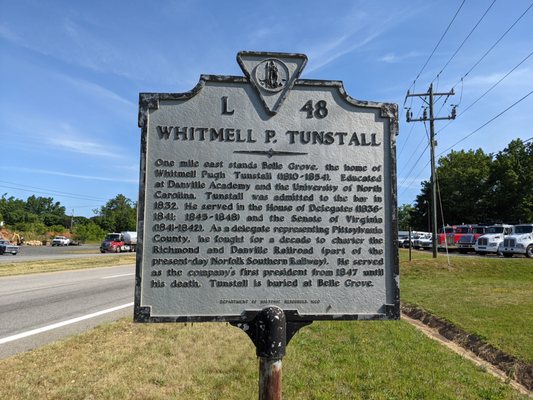 Whitmell P. Tunstall Historical Marker, Chatham, VA