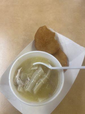 Chicken and dumplings with hot water cornbread