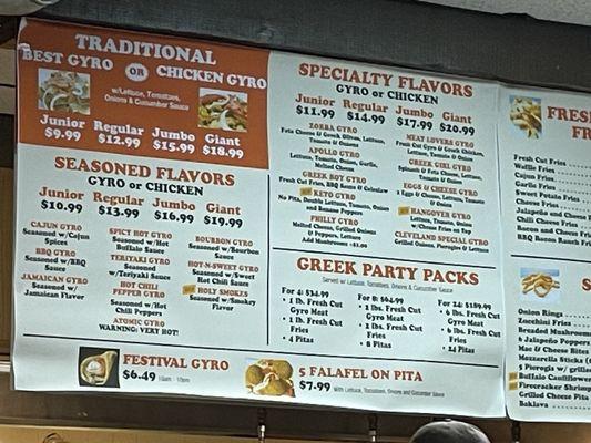 Menu above register.