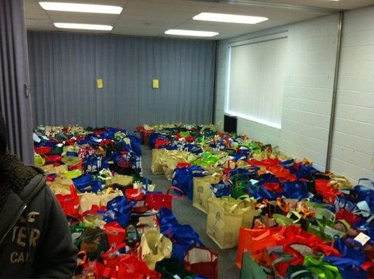 Made over 400 bag to hand out to families for Thanksgiving!!!