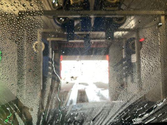 going through the car wash bay