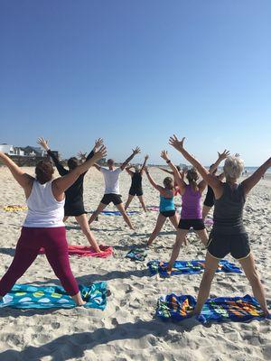 Summertime beach yoga