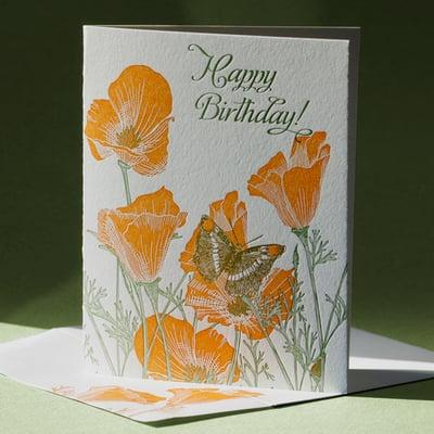 California Poppy Birthday Card