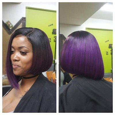 Dyed bob colored and styled by me