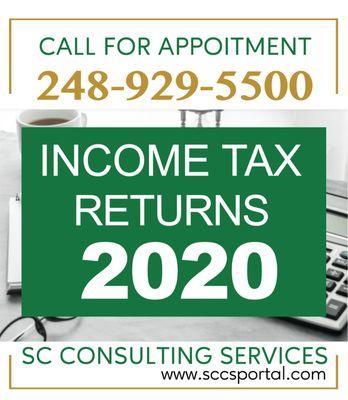 Stop guessing ,schedule appointment and let us calculate and prepare your Income Tax 2020 return. Call us today - 248-929-5500 day time.