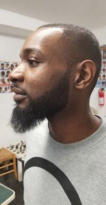 Close fade with beard trim and lined