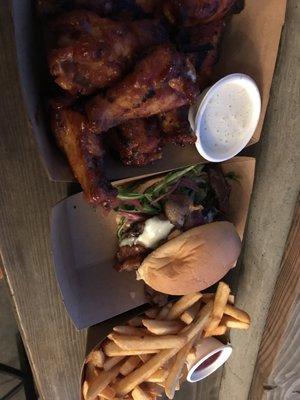 Wings ($12), Circus Burger ($11), Fries ($5)