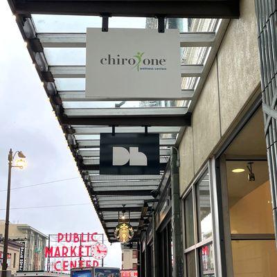 Clinic exterior with Chiro One sign with logo