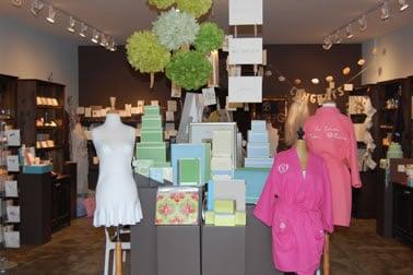 Inside of the store, including new bridal gifts, fun items. and ideas for your home