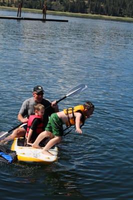 Grandpa with the kids. loved the paddle boards we rented.