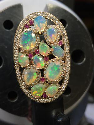 Ethiopian Opals, Pink Sapphires & Diamonds Custom Ring