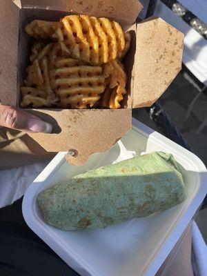 Order from poolside. Requested for a chicken sandwich in a wrap- instead of the brioche bread. side of waffle fries