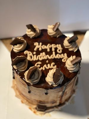 Mocha cake with chocolate/caramel drizzle