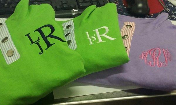 We have monogrammed quarter zips in all colors, styles and sizes. Something for everyone!