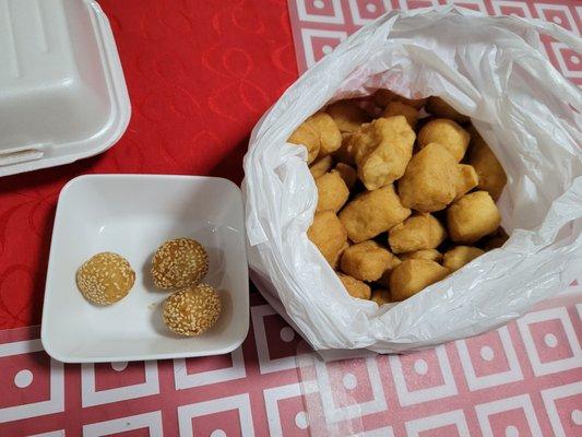 fried tofu and sesame ball