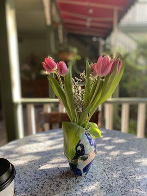 Breakfast table outside