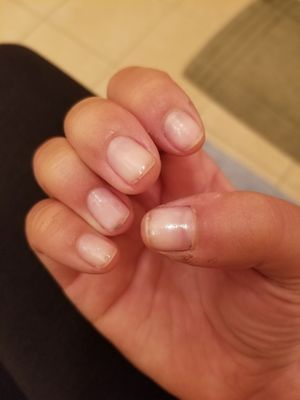 Round and squared nails . Very unhappy.