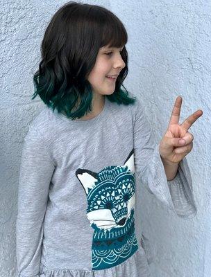 Teal ombré (I love doing kids hair!)