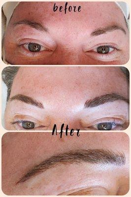 Before/after microblading with shading