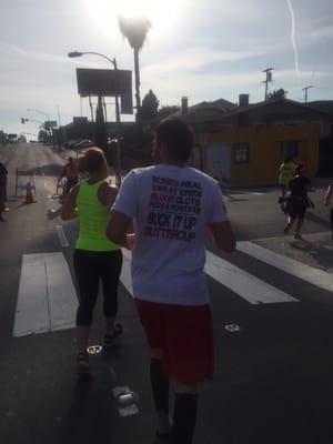 All I could think of was this guys shirt from a previous race.  Needless to say I kept on running.