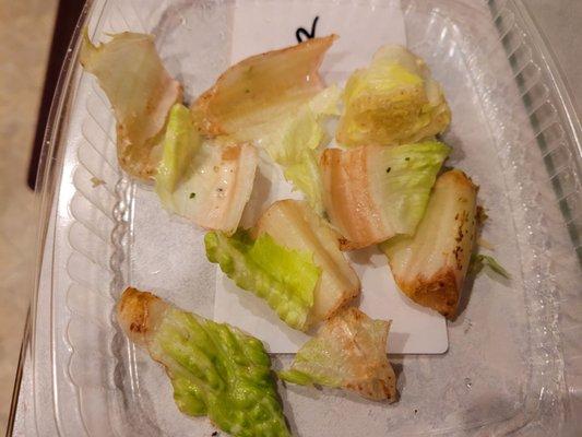 These are what we found in our "fresh" (not) chicken Ceasars salad.  Really?