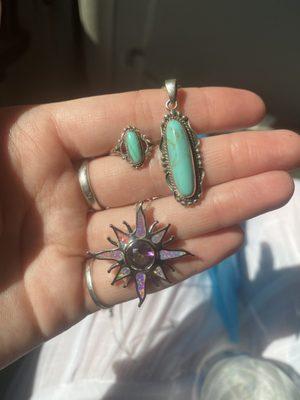 Turquoise ring and necklace, Purple Mystic necklace