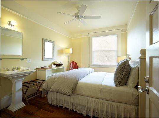 Hotel Room with Large Window & Ceiling Fan