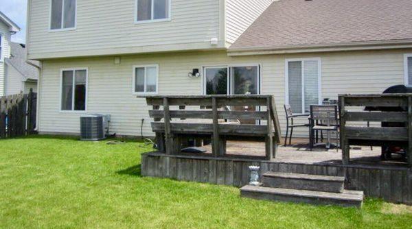 Before patio installation, the rotted deck..