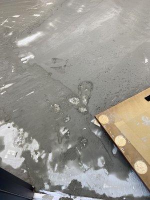 Completely fresh wet cement, you can see where I slipped.