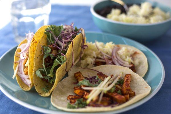 Build your own tacos with black beans and rice