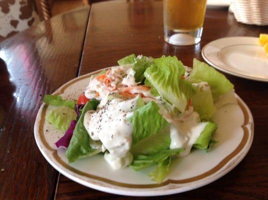 Salad with homemade blue cheese dressing