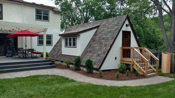 Rear upper level of garage addition