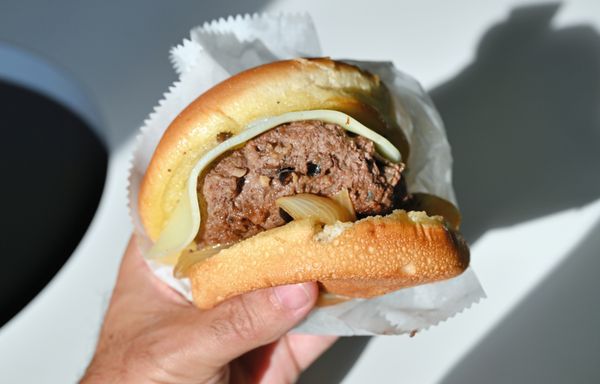 Wild rice cheeseburger--best thing at the Fair